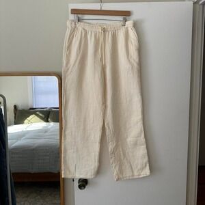 Quince Cream 100% Cotton Muslin Wide Leg Pants